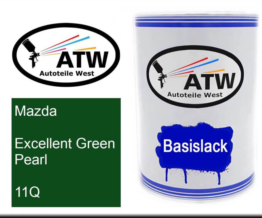 Mazda, Excellent Green Pearl, 11Q: 500ml Lackdose, von ATW Autoteile West.